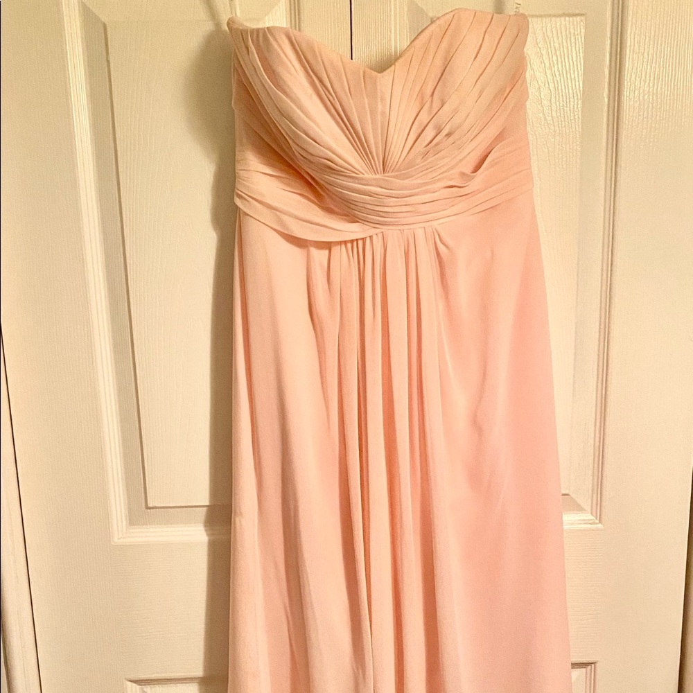 Long Strapless Chiffon Petal Pink Dress with Pleated Bodice
DAVID'S BRIDAL